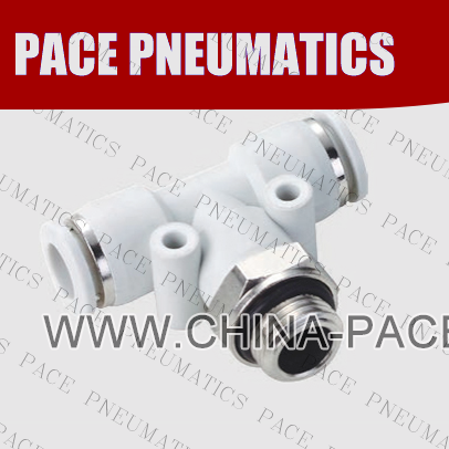 G Thread Male Branch Tee push in fittings, pneumatic fittings, one touch fittings, push to connect fittings, air fittings